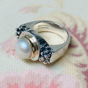 Michael Dawkins Brand 925 14K Pearl Ring